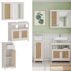 Vicco Badmöbel-Set Weiß Rosario, bestehend aus Bad Spiegelschrank, Waschbeckenunterschrank, Midischrank - Viel Stauraum oben und unten