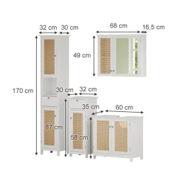 Vicco Badmöbel-Set Weiß Rosario, bestehend aus Badspiegelschrank, Waschbeckenunterschrank, Midischrank, Hochschrank - Viel Stauraum oben und unten
