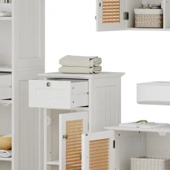 Vicco Badmöbel-Set Weiß Rosario, bestehend aus Badspiegelschrank, Waschbeckenunterschrank, Midischrank, Hochschrank - Viel Stauraum oben und unten