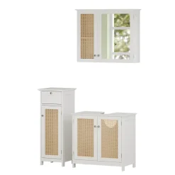 Vicco Badmöbel-Set Weiß Rosario, bestehend aus Bad Spiegelschrank, Waschbeckenunterschrank, Midischrank - Viel Stauraum oben und unten