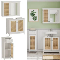 Vicco Badmöbel-Set Weiß Rosario, bestehend aus Bad Spiegelschrank, Waschbeckenunterschrank, Midischrank - Viel Stauraum oben und unten