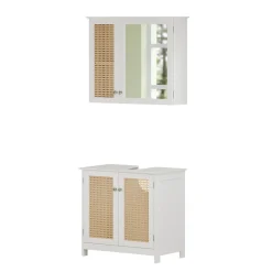 Vicco Badmöbel-Set Weiß Rosario, bestehend aus Waschbeckenunterschrank, Badezimmerspiegel - Viel Stauraum oben und unten