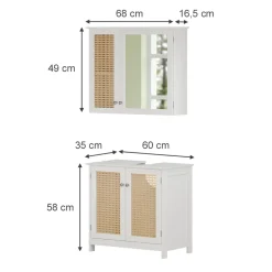 Vicco Badmöbel-Set Weiß Rosario, bestehend aus Waschbeckenunterschrank, Badezimmerspiegel - Viel Stauraum oben und unten