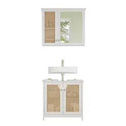 Vicco Badmöbel-Set Weiß Rosario, bestehend aus Waschbeckenunterschrank, Badezimmerspiegel - Viel Stauraum oben und unten