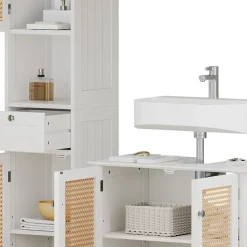 Vicco Badmöbel-Set Weiß Rosario, bestehend aus Bad Spiegelschrank, Waschbeckenunterschrank, Hochschrank - Viel Stauraum oben und unten