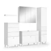 Vicco Badmöbel-Set Weiß Sola, bestehend aus Bad Spiegelschrank, Waschbeckenunterschrank, Midischrank, Hochschrank, Badregal - Viel Stauraum oben und unten