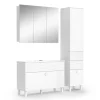 Vicco Badmöbel-Set Weiß Sola, bestehend aus Bad Spiegelschrank, Waschbeckenunterschrank, Hochschrank - Viel Stauraum oben und unten