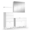 Vicco Badmöbel-Set Weiß Sola, bestehend aus Bad Spiegelschrank, Waschbeckenunterschrank, Midischrank, Hängeschrank - Viel Stauraum oben und unten
