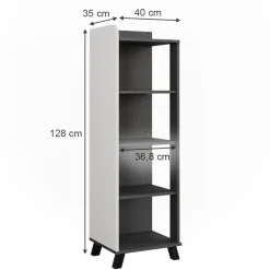 Vicco Badregal Anthrazit/Weiß Karen 40x128x35 cm - Die Badezimmermöbel, Mehr Ordnung im Badezimmer durch übersichtliche Ablage