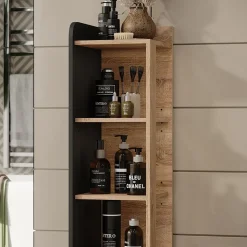 Vicco Badregal Sonoma/Anthrazit Karen 30x128x35 cm - Die Badezimmermöbel, Mehr Ordnung im Badezimmer durch übersichtliche Ablage