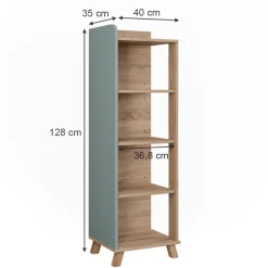 Vicco Badregal Sonoma/Blau Karen 40x128x35 cm - Die Badezimmermöbel, Mehr Ordnung im Badezimmer durch übersichtliche Ablage