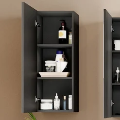 Vicco Badschrank Anthrazit Gloria 33x84x22 cm - hängender Badezimmerschrank, Unterschrank- und Hängeschrank-Kombination