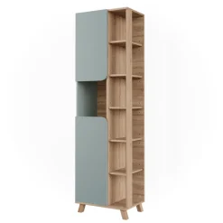 Vicco Badschrank Sonoma/Blau Karen 50x175x35 cm - Hochschrank, Mehr Ordnung im Badezimmer durch übersichtliche Ablage