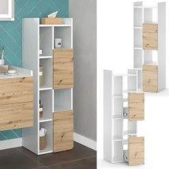 Vicco Badschrank Weiß Alf 36x117x36 cm - Wäscheschrank, Mehr Stauraum ohne Bodenfläche zu nutzen