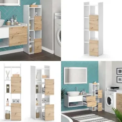 Vicco Badschrank Weiß Alf 36x117x36 cm - Wäscheschrank, Mehr Stauraum ohne Bodenfläche zu nutzen