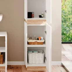 Vicco Badschrank Weiß Gloria 33x198x35 cm - Wäscheschrank, Unterschrank- und Hängeschrank-Kombination