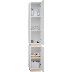 Vicco Badschrank Weiß Gloria 33x198x35 cm - Wäscheschrank, Unterschrank- und Hängeschrank-Kombination