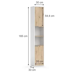 Vicco Badschrank Weiß Henri 30x165x30 cm - Wäscheschrank, Mehr Stauraum ohne Bodenfläche zu nutzen