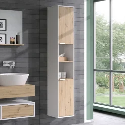 Vicco Badschrank Weiß Henri 30x165x30 cm - Wäscheschrank, Mehr Stauraum ohne Bodenfläche zu nutzen