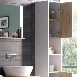 Vicco Badschrank Weiß Henri 30x165x30 cm - Wäscheschrank, Mehr Stauraum ohne Bodenfläche zu nutzen