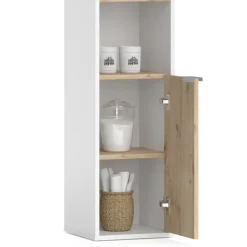 Vicco Badschrank Weiß Henri 30x165x30 cm - Wäscheschrank, Mehr Stauraum ohne Bodenfläche zu nutzen