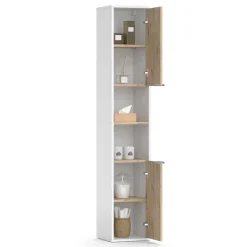 Vicco Badschrank Weiß Henri 30x165x30 cm - Wäscheschrank, Mehr Stauraum ohne Bodenfläche zu nutzen