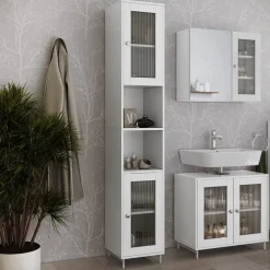 Vicco Badschrank Weiß Malte 30x172x30 cm - Hochschrank, Unterstützt eine strukturierte Organisation im Alltag