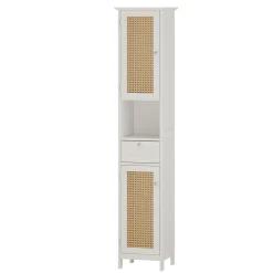 Vicco Badschrank Weiß Rosario 32x170x30 cm - Wäscheschrank, Viel Stauraum oben und unten