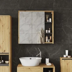 Vicco Badspiegelschrank Artisan/Grau Viola 80x75x18 cm - Badezimmerschrank mit Spiegel, Übersichtliche Organisation dank cleverer Fächeraufteilung