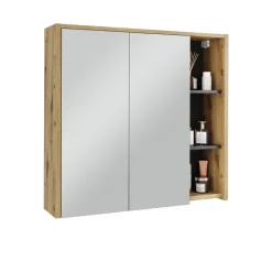 Vicco Badspiegelschrank Artisan/Grau Viola 80x75x18 cm - Badezimmerschrank mit Spiegel, Übersichtliche Organisation dank cleverer Fächeraufteilung