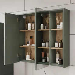 Vicco Badspiegelschrank Grün/Artisan Viola 80x75x18 cm - Badezimmerschrank mit Spiegel, Übersichtliche Organisation dank cleverer Fächeraufteilung