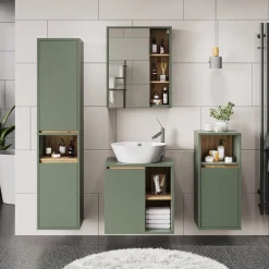 Vicco Badspiegelschrank Grün/Artisan Viola 60x75x18 cm - Badezimmerschrank mit Spiegel, Übersichtliche Organisation dank cleverer Fächeraufteilung