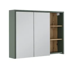 Vicco Badspiegelschrank Grün/Artisan Viola 100x75x18 cm - Badezimmerschrank mit Spiegel, Übersichtliche Organisation dank cleverer Fächeraufteilung