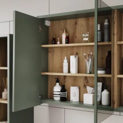 Vicco Badspiegelschrank Grün/Artisan Viola 100x75x18 cm - Badezimmerschrank mit Spiegel, Übersichtliche Organisation dank cleverer Fächeraufteilung