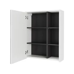 Vicco Badspiegelschrank Weiß/Grau Viola 60x75x18 cm - Badezimmerschrank mit Spiegel, Übersichtliche Organisation dank cleverer Fächeraufteilung
