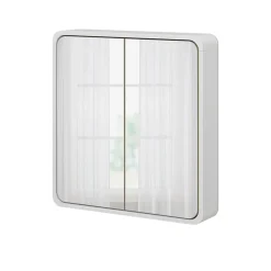 Vicco Badspiegelschrank Weiß/Eiche Arla 60x60x12 cm - Badezimmerspiegelschrank mit Spiegel, Viel Stauraum für Handtücher, Kosmetik & Pflegeprodukte