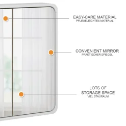 Vicco Badspiegelschrank Weiß/Eiche Arla 60x60x12 cm - Badezimmerspiegelschrank mit Spiegel, Viel Stauraum für Handtücher, Kosmetik & Pflegeprodukte