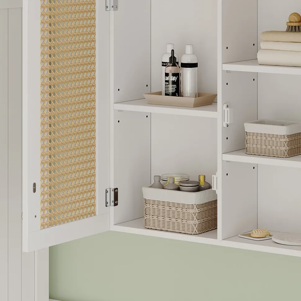 Vicco Badspiegelschrank Weiß Rosario 68x49x17 cm - Badezimmerschrank mit Spiegel, Viel Stauraum oben und unten