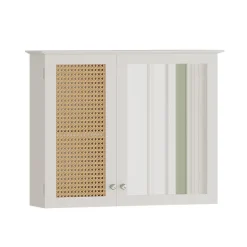 Vicco Badspiegelschrank Weiß Rosario 68x49x17 cm - Badezimmerschrank mit Spiegel, Viel Stauraum oben und unten