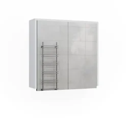 Vicco Badspiegelschrank Weiß/Anthrazit Maltin 60x58x17 cm - Badezimmerschrank mit Spiegel, Viel Stauraum oben und unten