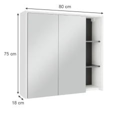 Vicco Badspiegelschrank Weiß/Grau Viola 80x75x18 cm - Badezimmerschrank mit Spiegel, Übersichtliche Organisation dank cleverer Fächeraufteilung