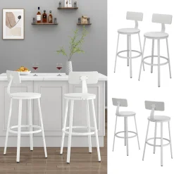 Vicco Barhocker Caracas, Hocker für die Bar, Weiß, 34 x 102 cm 2er Set