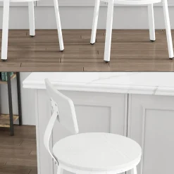 Vicco Barhocker Caracas, Hocker für die Bar, Weiß, 34 x 102 cm 2er Set