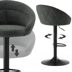 Vicco Barhocker Goldamo, Hocker für die Bar, Anthrazit, 58.5 x 84.5 cm 2er-Set