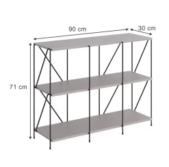 Vicco Bücherregal "Ravix", Greige/Schwarz, 90 x 71 cm