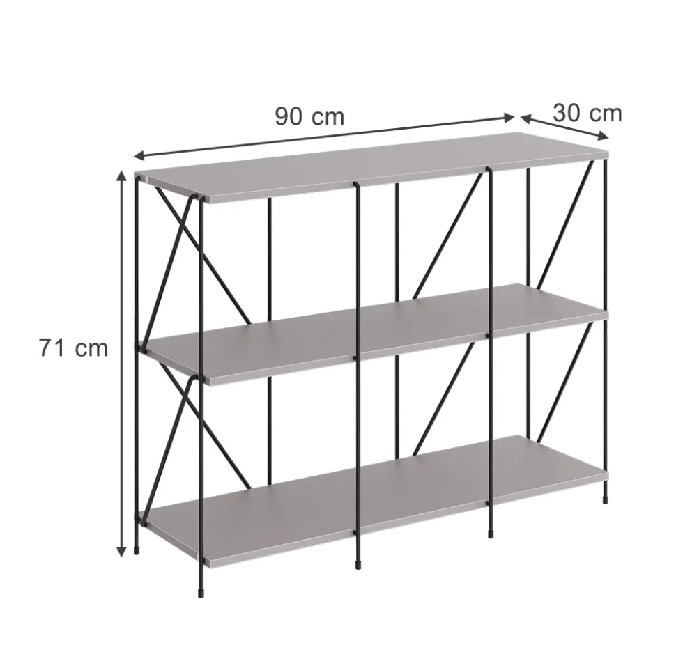 Vicco Bücherregal "Ravix", Greige/Schwarz, 90 x 71 cm
