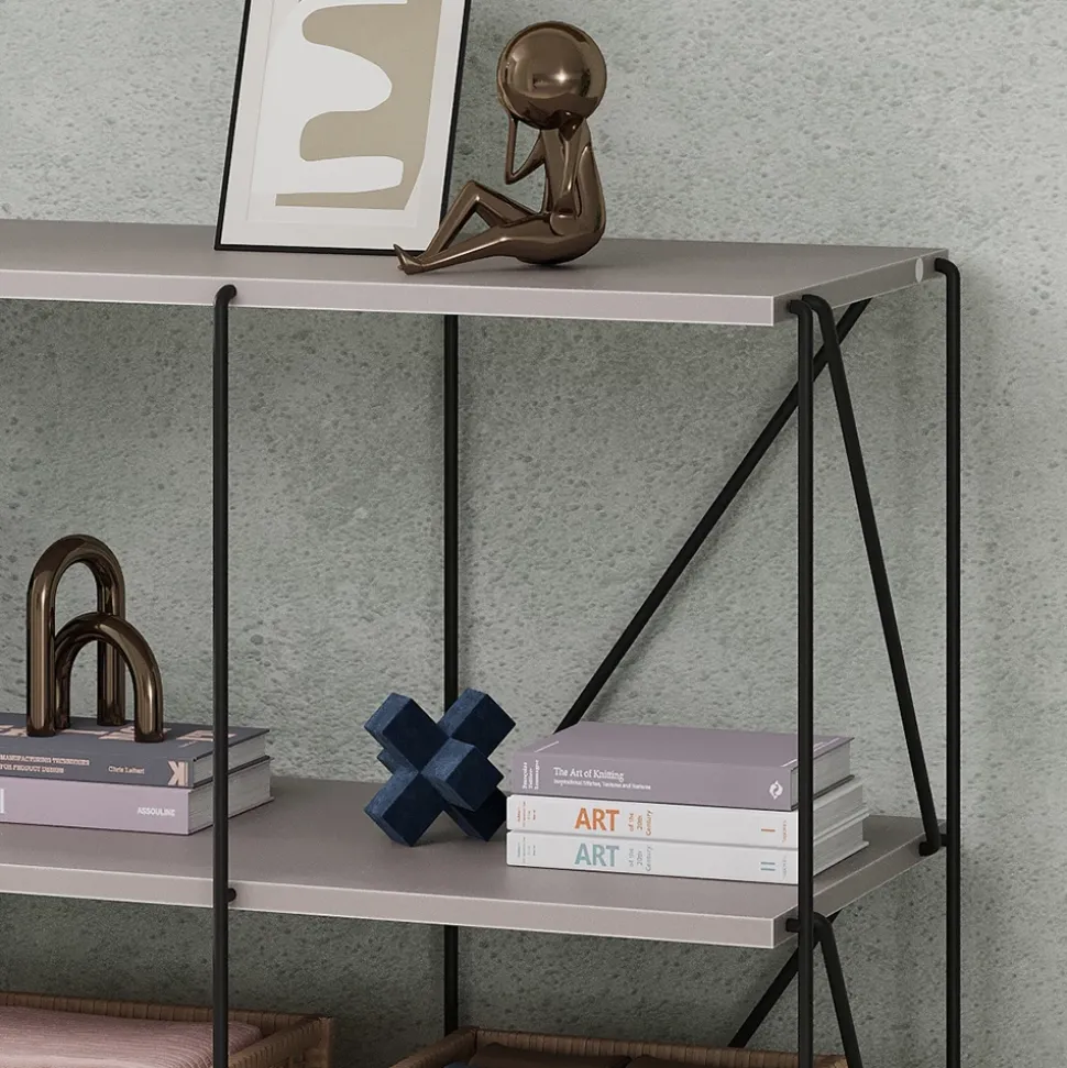 Vicco Bücherregal "Ravix", Greige/Schwarz, 90 x 71 cm