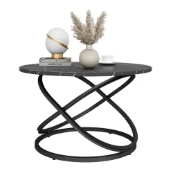 Vicco Couchtisch "Calgary", Schwarz/Schwarzer Marmor, 79.5 x 62 cm mit große Arbeitsfläche