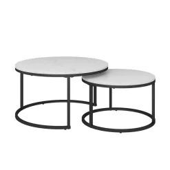 Vicco Couchtisch Set Montreal, 2-teiliger Sofatisch, Marmor Weiß, 77 x 40 cm 2 Teile