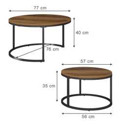 Vicco Couchtisch Set Montreal, 2-teiliger Sofatisch, Antikholz, 77 x 40 cm 2 Teile